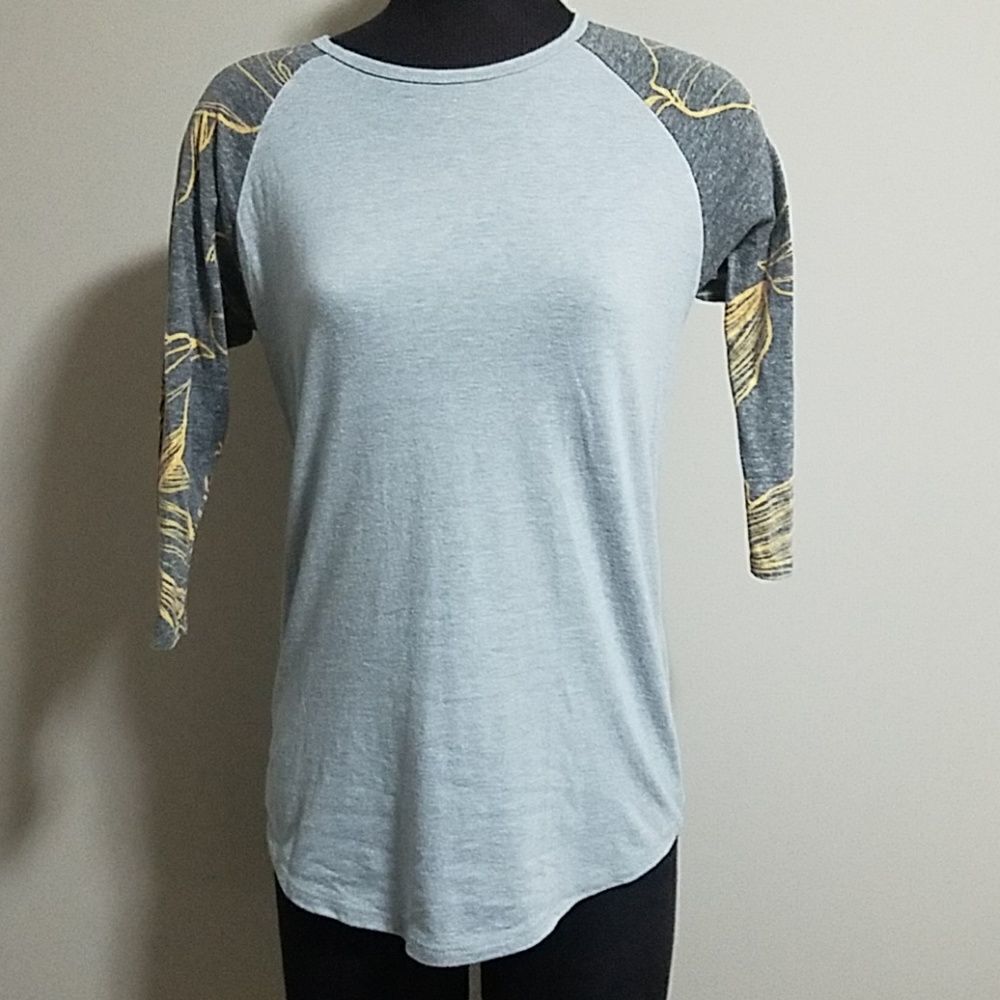 LuLaRoe Gray & Orange Randy Shirt (Small)